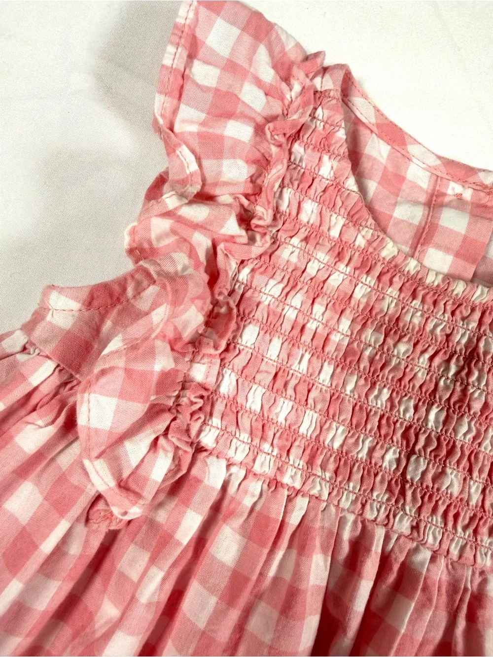 THE CHILDREN’S PLACE Girls Gingham Smocked Dress 6–9M Cottagecore Classic